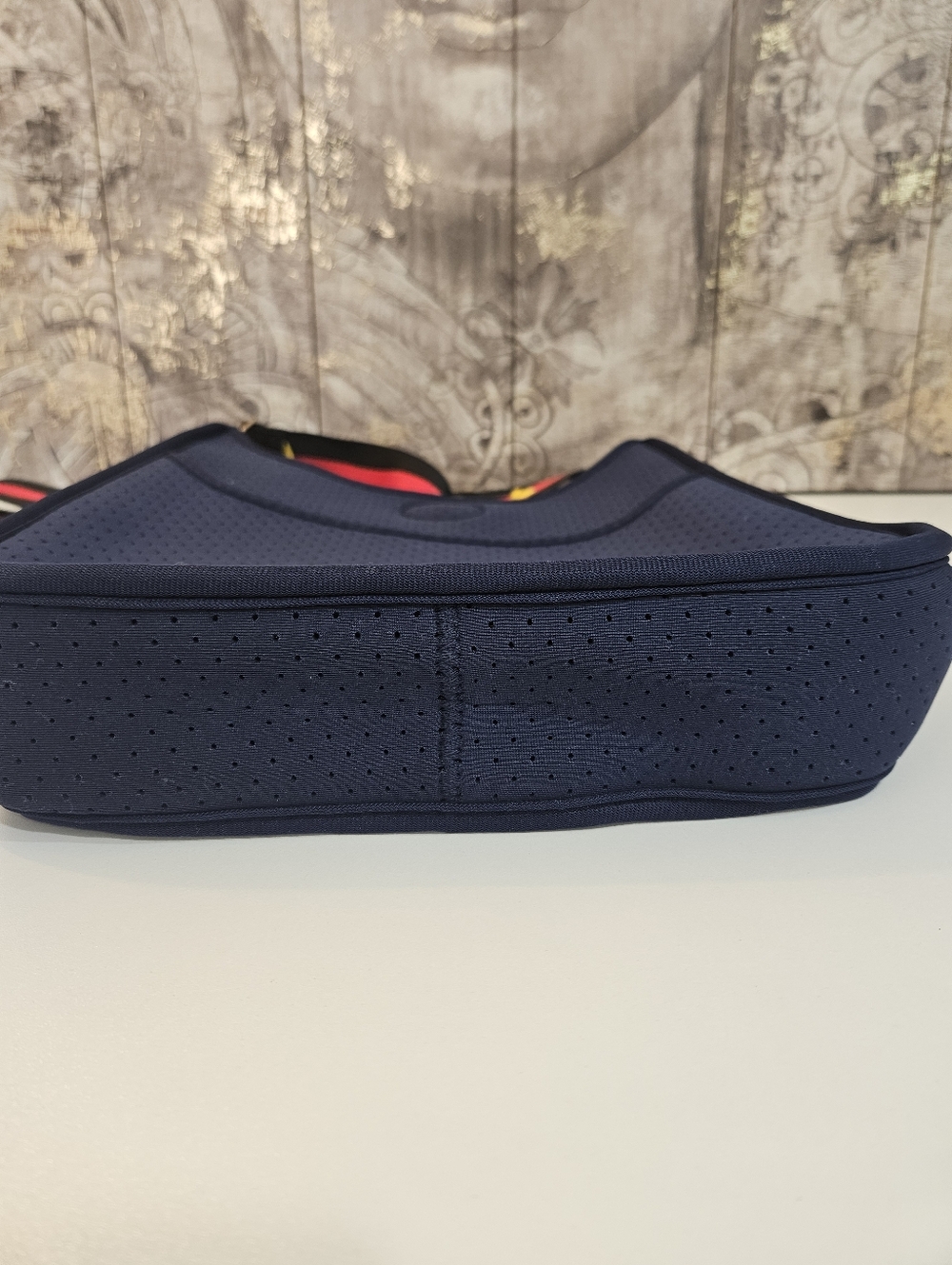 Ahdorned Navy Neoprene Crossbody Bag Interchangeable Bee Striped Strap - Picture 7 of 10